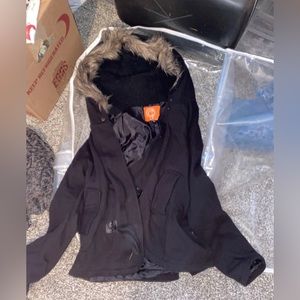 Gabriella Rocha Black Full Zippered Hoodie/Jacket with Removable Faux Fur